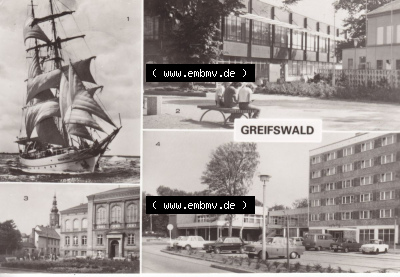 Ansichtskarte bzw. Postkarte in schwarzweiß - s/w aus DDR-Zeiten, Bezirk Rostock, Kreis Greifswald, unsortierte DDR-Sammlung Sammlung