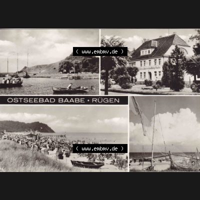 Ansichtskarte DDR Bezirk Rostock, Kreis Rügen, Ostseebad Baabe: Ostseebad Baabe Moritzburg, Kurverwaltung, Strand. Ansichtskarte bzw. Postkarte aus DDR-Zeiten... Sammlung