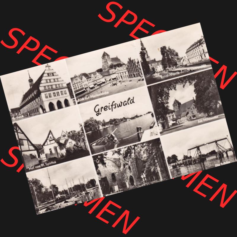 Ansichtskarte DDR Bezirk Rostock, Kreis Greifswald unsortiert Rathaus, Marienkirche, Ernst-Moritz-Arndt-Universität, Mühlentor, Die Brücke. Ansichtskarte... Sammlung