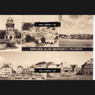 Ansichtskarte DDR Bezirk Rostock, Kreis Rügen, Stadt Bergen auf Rügen Gruss aus Bergen - Rügen. Ansichtskarte bzw. Postkarte aus DDR-Zeiten der Deutschen Demokratischen... Sammlung