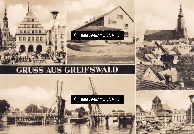 Ansichtskarte bzw. Postkarte in schwarzweiß - s/w aus DDR-Zeiten, Bezirk Rostock, Kreis Greifswald, unsortierte DDR-Sammlung Sammlung