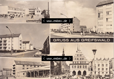 Ansichtskarte bzw. Postkarte in schwarzweiß - s/w aus DDR-Zeiten, Bezirk Rostock, Kreis Greifswald, unsortierte DDR-Sammlung Sammlung
