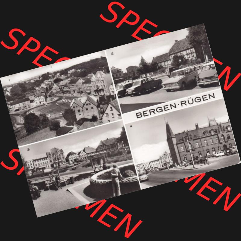 Ansichtskarte DDR Bezirk Rostock, Kreis Rügen, Stadt Bergen auf Rügen Karl-Marx-Platz, Postamt, Teilansicht. Ansichtskarte bzw. Postkarte aus DDR-Zeiten... Sammlung