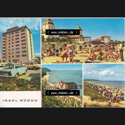 Ansichtskarte DDR Bezirk Rostock, Kreis Rügen, mit Insel Rügen allgemeiner Ansichtskarte: Insel Rügen Saßnitz, Binz, Sellin, Göhren.... Sammlung