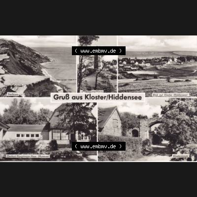Ansichtskarte DDR Bezirk Rostock, Kreis Rügen, Insel Hiddensee, DDR, Gruß aus Kloster-Hiddensee. s/w - schwarzweiß Ansichtskarte bzw. Postkarte... Sammlung
