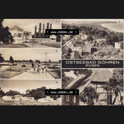 Ansichtskarte DDR Bezirk Rostock, Kreis Rügen, Ostseebad Göhren: DDR, Ostseebad Göhren, Rügen Musikpavillon, FDGB-Urlauberdorf, Altes Haus.... Sammlung
