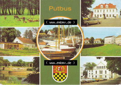 Ansichtskarte bzw. Postkarte in Farbe aus DDR-Zeiten, Bezirk Rostock, Kreis Rügen Stadt Putbus der DDR Sammlung