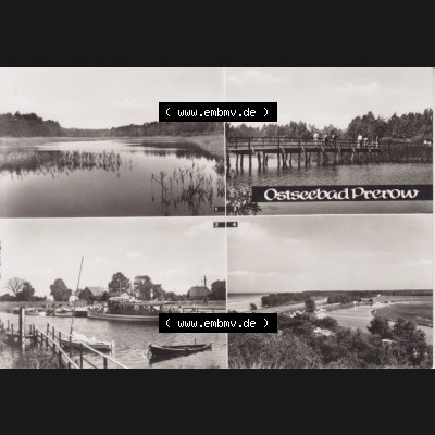 Ansichtskarte DDR Bezirk Rostock, Kreis Ribnitz-Damgarten Ostseebad Prerow Bildpostkarte in s/w - schwarzweiß 4er Mehrbildkarte Prerow. Ansichtskarte bzw. Postkarte in s/w... Sammlung