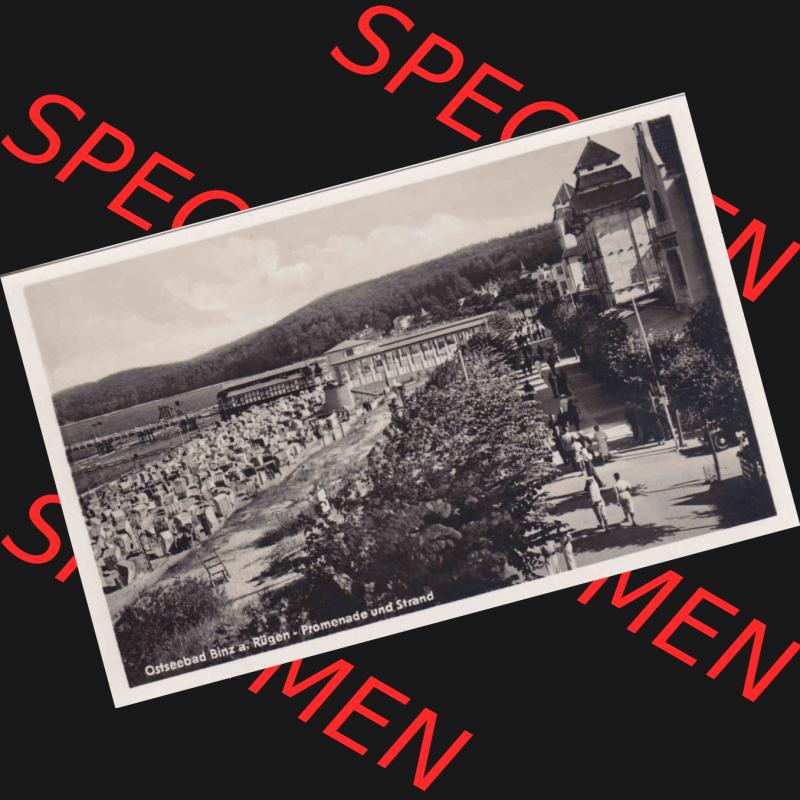 Alte Ansichtskarte DDR Bezirk Rostock, Kreis Rügen, Ostseebad Binz, Ostseebad Binz a. Rügen - Promenade und Strand, Gertrud Bauer Buchhandlung. Ansichtskarte... Sammlung