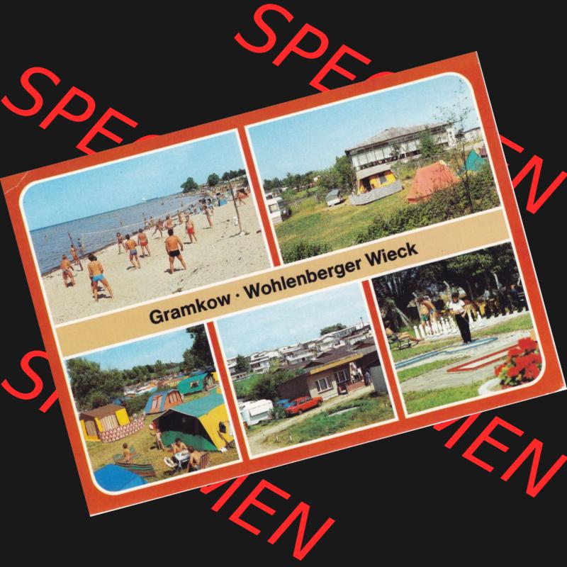 Ansichtskarte DDR Bezirk Rostock, Kreis Wismar, Gemeinde Gramkow - Wohlenberger Wieck, Strand, Zeltplatzgaststätte, Mehrbildkarte. DDR Bezirk Rostock, Kreis... Sammlung