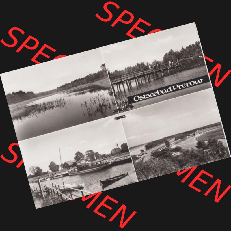 Ansichtskarte DDR Bezirk Rostock, Kreis Ribnitz-Damgarten Ostseebad Prerow Bildpostkarte in s/w - schwarzweiß 4er Mehrbildkarte Prerow. Ansichtskarte bzw. Postkarte in s/w... Sammlung