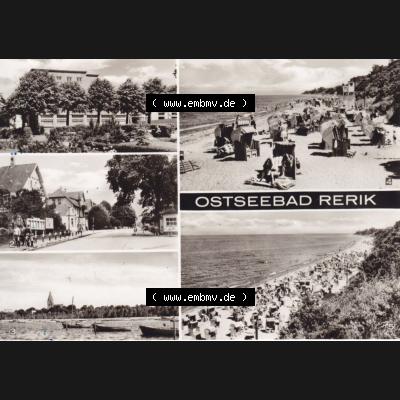 Ansichtskarte DDR Bezirk Rostock, Kreis Bad Doberan, Ostseebad, Stadt Rerik in s/w / schwarzweiß 1975, Kurhaus, Leuchtturm, A Haff, Strand.... Sammlung