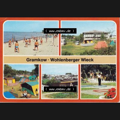 Ansichtskarte DDR Bezirk Rostock, Kreis Wismar, Gemeinde Gramkow - Wohlenberger Wieck, Strand, Zeltplatzgaststätte, Mehrbildkarte. DDR Bezirk Rostock, Kreis... Sammlung