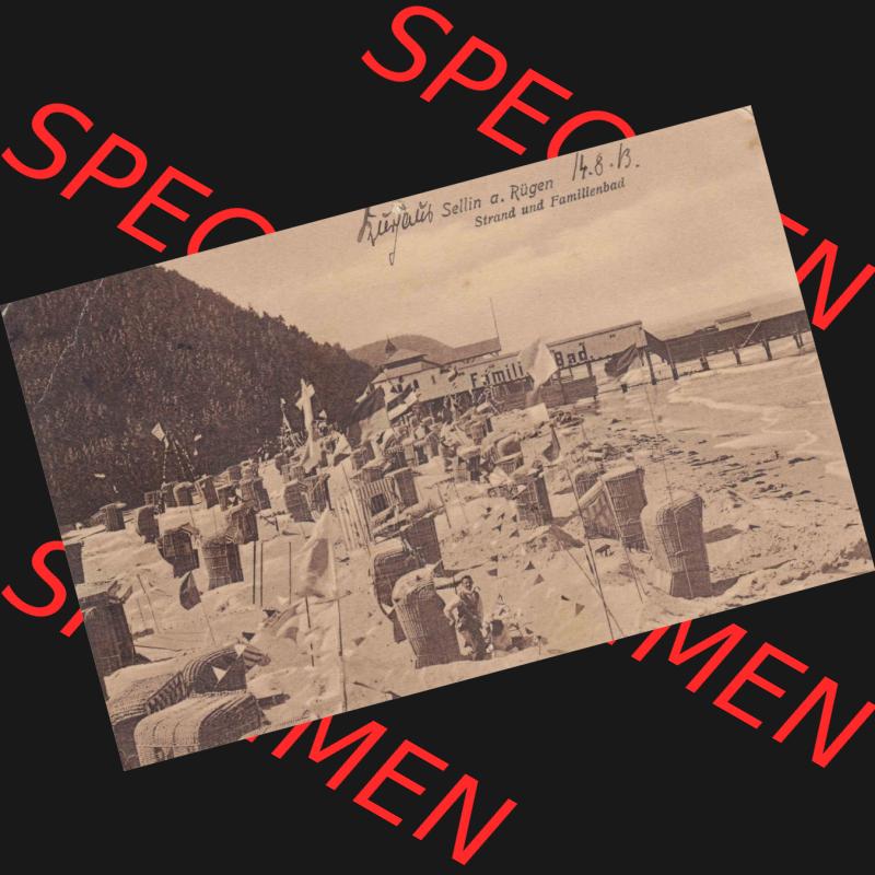 Ansichtskarte DDR Bezirk Rostock, Kreis Rügen, Ostseebad Sellin Postkarte in s/w schwarzweiß Ostseebad Sellin auf Rügen um 1933, Strand, Familienbad.... Sammlung