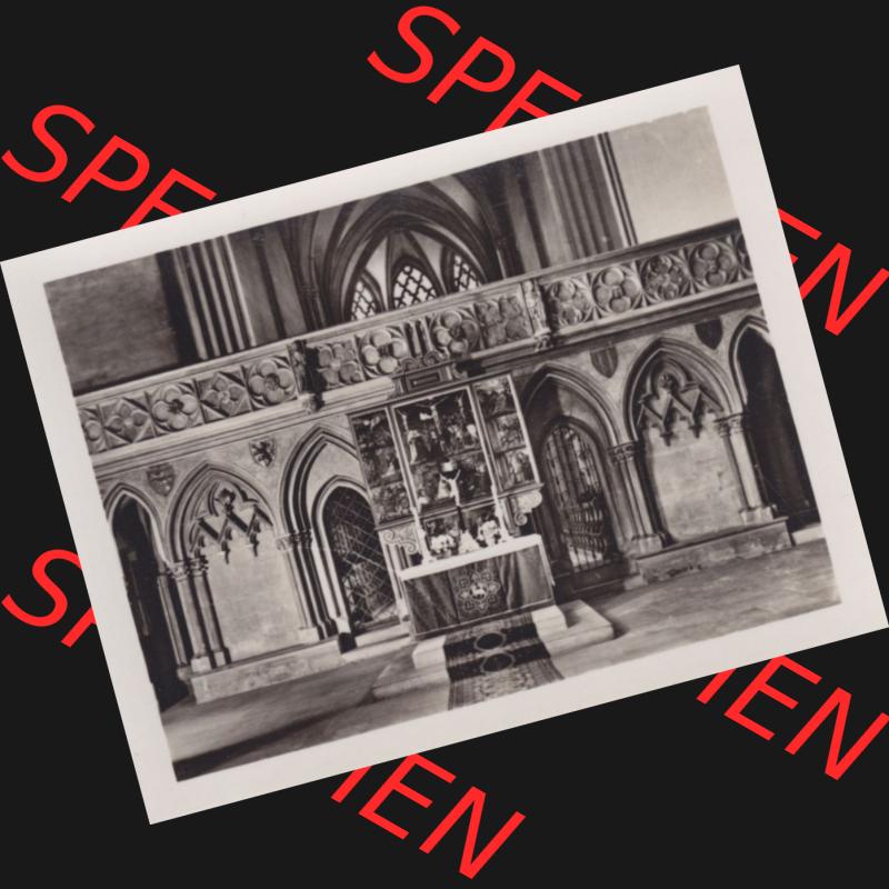 Fotos DDR Bezirk Dresden, Kreis Meißen, Stadt Meißen, Foto-Mappe von 1953, speziell Dom zu Meissen, 10 Bildchen Echt Foto Lettner mit Kreuzaltar. Original... Sammlung