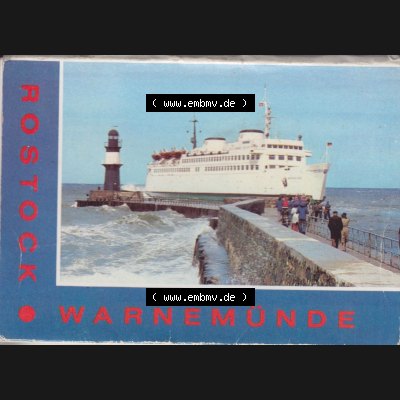 Fotos DDR Bezirk Rostock, Stadtkreis Rostock, Hansestadt Rostock-Warnemünde, Leporello mit 10 Ansichten Umschlag Rostock Warnemünde, mit An der Mole. DDR Bezirk... Sammlung