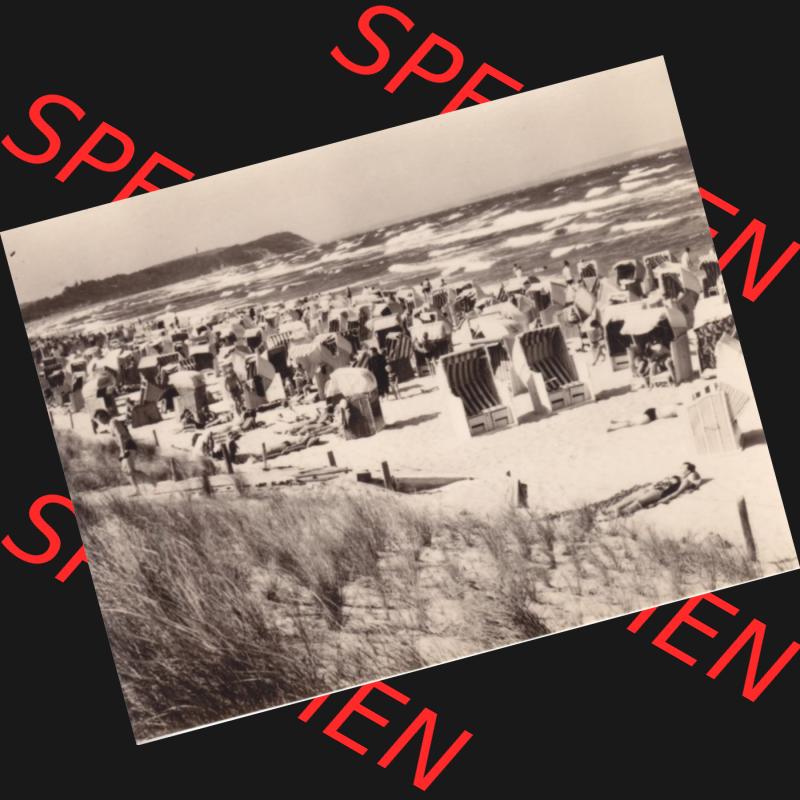 Fotos der DDR Bezirk Rostock, Kreis Rügen, Ostseebad Göhren 1970, Foto Mappe Göhren auf Rügen mit 10 Fotos / Ansichten Strand mit Strandkörben. Fotos... Sammlung