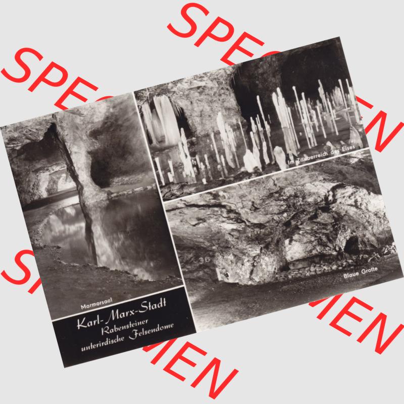 AK DDR, Bezirk Karl-Marx-Stadt, Kreis Chemnitz, Stadt Chemnitz-Rabenstein, Schaubergwerk Felsendome Rabenstein, Ansichtskarten-Serie / Mappe / Leporello 1979,... Sammlung