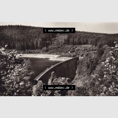 Echt Foto-Mappe der DDR, Bezirk Karl-Marx-Stadt, Kreis Aue, Sosa / Erzgebirge A 3-70 IV-14-45 B 0383, SOSA (Erzgebirge), Talsperre des Friedens. Fotos... Sammlung
