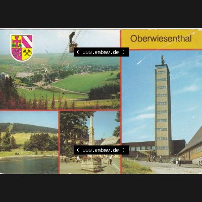 AK DDR, Bezirk Karl-Marx-Stadt, Kreis Annaberg, Stadt Oberwiesenthal in Farbe Freibad, Postmeilensäule. Ansichtskarte bzw. Postkarte aus DDR-Zeiten Bezirk Karl-Marx-Stadt... Sammlung