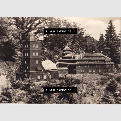 Fotos DDR, Bezirk Karl-Marx-Stadt, Kreis Flöha, Oederan/Sa. Klein-Erzgebirge 1975, 10 Fotobildchen, Verlag Erhard Neubert KG, Ansicht Wetterwarte auf... Sammlung