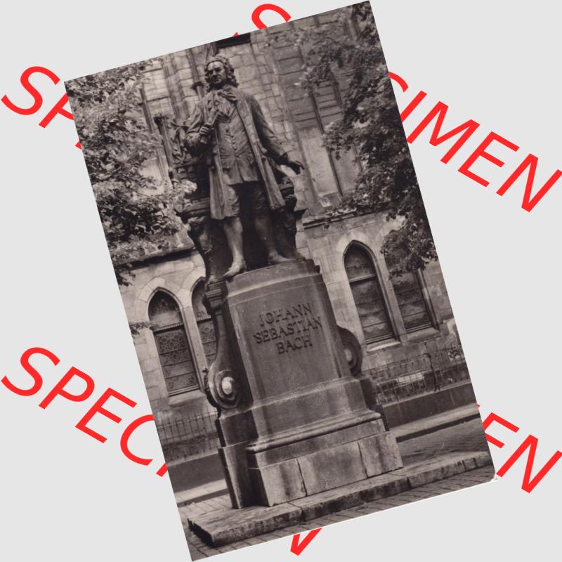 Ansichtskarten DDR Bezirk Leipzig, Leipzig Stadt in s/w - schwarzweiß, 1963, Bach-Denkmal vor der Thomaskirche, gelaufen 1963. Ansichtskarte bzw. Postkarte... Sammlung