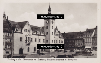 Obermarkt mit Rathaus, Brunnendenkmal u. Parkplatz, DDR-Zeiten Bezirk Karl-Marx-Stadt Sammlung