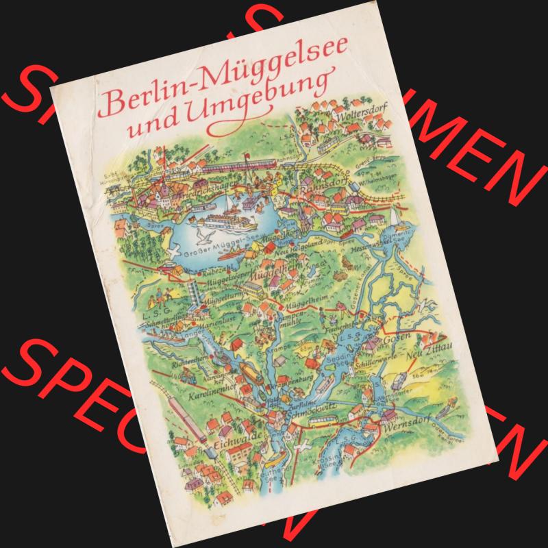 Ansichtskarte mit DDR Karten-Zeichnung 1967, Berlin-Müggelsee und Umgebung - Landkarte gezeichnet und herausgegeben, bzw. an Urlauber in der Deutschen Demokratischen Republik verkauft. Sammlung