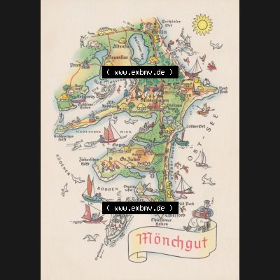 Ansichtskarte mit DDR Karten-Zeichnung 1966, Mönchgut - Landkarte gezeichnet und herausgegeben, bzw. an Urlauber in der Deutschen Demokratischen Republik verkauft. Sammlung