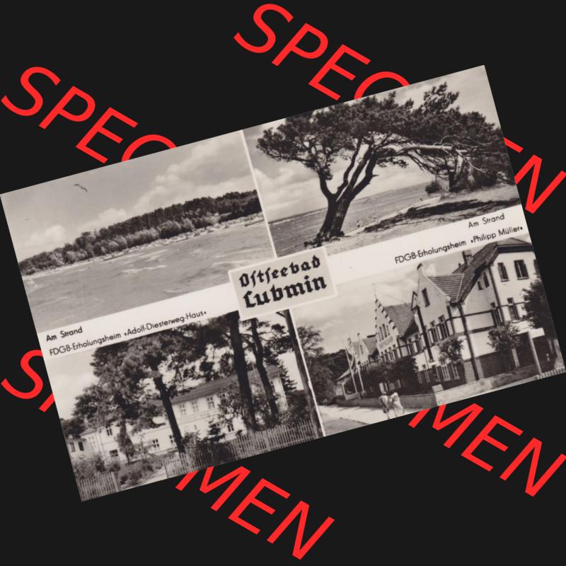 Alte Ansichtskarte DDR Bezirk Rostock, Kreis Greifswald Ostseebad Lubmin in s/w 1959, Ostseebad Lubmin, Am Strand, FDGB-Erholungsheime. Alte Ansichtskarte mit einer Ansicht... Sammlung