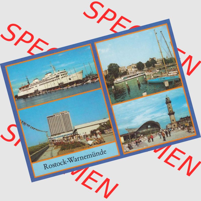 Ansichtskarten DDR Bezirk Rostock, Stadtkreis Rostock, Hansestadt Rostock-Warnemünde Fährschiff Warnemünde, Hotel Neptun, Am alten Strom, Leuchtturm.... Sammlung