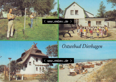 Ostseebad Dierhagen, Fischer beim Netzflicken, Kinderferienlager, Strand. Alte Ansichtskarte Sammlung