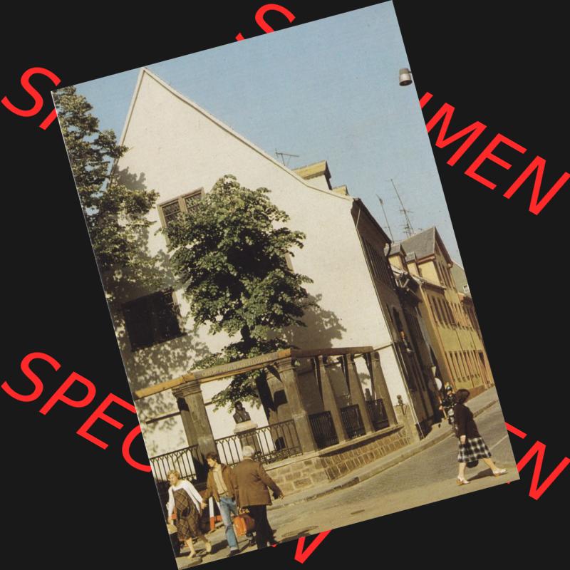 Alte Ansichtskarte DDR Bezirk Halle, Kreis Eisleben, Lutherstadt Eisleben Mappe 1985, Blick auf Martin Luthers Geburtshaus. Alte Postkarten mit Luthers Geburtshaus und Sterbehaus... Sammlung