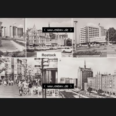 Ansichtskarte DDR Bezirk Rostock, Stadtkreis Rostock, Hansestadt Rostock Ansicht 1984, Vogelteichplatz, Ernst-Thälmann-PLatz, Interhotel Warnow am Kröpeliner Tor,... Sammlung