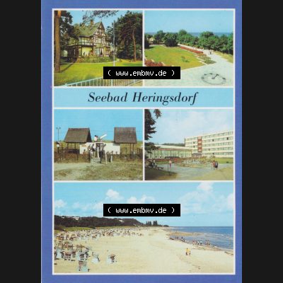 Alte Ansichtskarte DDR Bezirk Rostock, Kreis Wolgast, Seebad Heringsdorf 1985, Jugendherberge Herbert Tschäpe, Promenaden-Anlage mit Sonnenuhr. Alte Ansichtskarte der... Sammlung