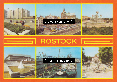 Ansichtskarten DDR Bezirk Rostock, Stadtkreis Rostock, Hansestadt Rostock 1983, Stadtzentrum mit Marienkirche, Wohn hochhaus Wilhelm-Pieek-Ring.... Sammlung