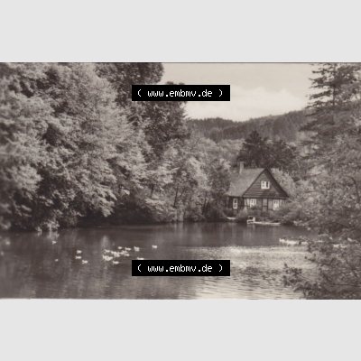 Altes Foto der DDR, Bezirk Magdeburg, Kreis Wernigerode, Stadt Wernigerode am Harz 1970, Das Forsthaus im Christianental. Das alte Foto wurde 1970 innerhalb einer Foto-Mappe... Sammlung