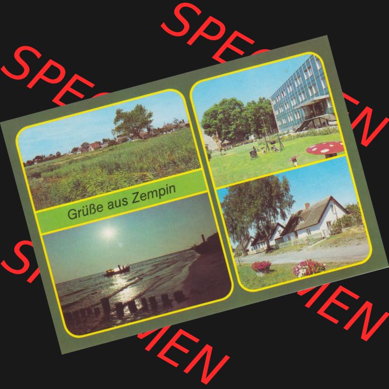 Alte Ansichtskarte DDR Bezirk Rostock, Kreis Wolgast, Zempin Usedom 1986, Ortsteil am Achterwasser, Peenestraße, Ferienzentrum des VEB MAW Magdeburg "Karl Marx".... Sammlung