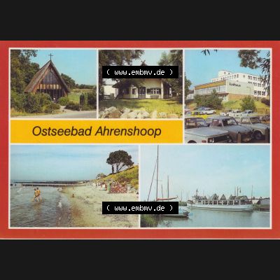 Alte Ansichtskarte DDR Bezirk Rostock, Kreis Ribnitz-Damgarten, Ostseebad Ahrenshoop 1986, Ahrenshoop, KIrche, Kunstkaten, Strand, Hafen. Alte Ansichtskarte... Sammlung