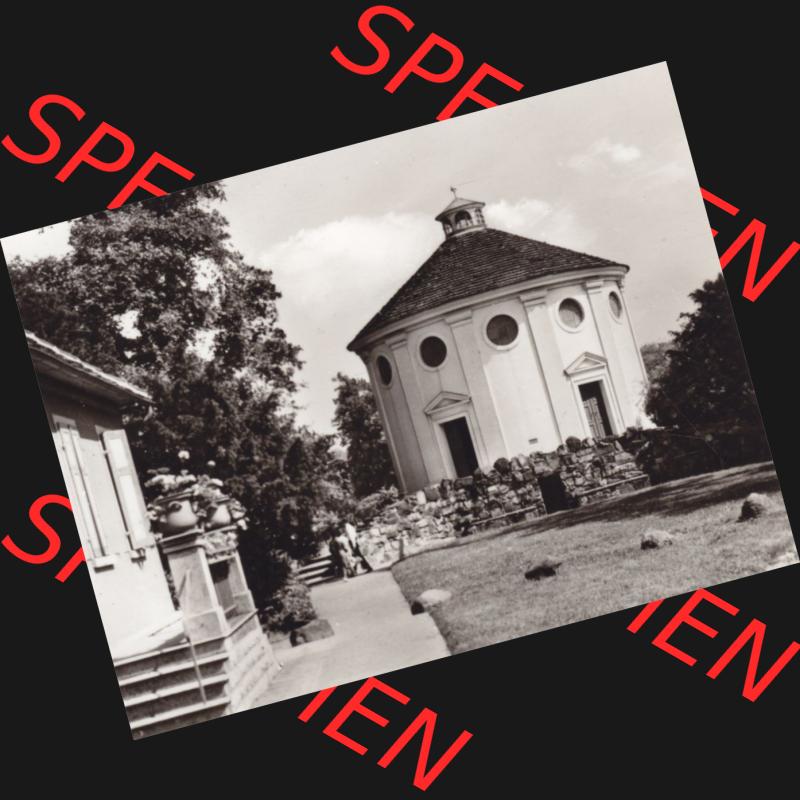 Altes Foto Wörlitz DDR Bezirk Halle, Kreis Wittenberg, Wörlitzer Park 1970-er Jahre in s/w, 1976, Vesta-Tempel. Foto-Abzüge aus DDR-Zeiten Bezirk Halle... Sammlung