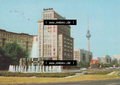 Stadt Berlin Ansicht in Farbe 1989, Strausberger Platz am 13.07.1989 gelaufen Sammlung