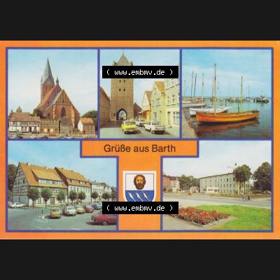 Ansichtskarten DDR Bezirk Rostock, Kreis Ribnitz-Damgarten, Barth Barth, Kirche, Dammtor, Hafen, Marktplatz, Platz der Freiheit. Alte Ansichtskarte mit... Sammlung