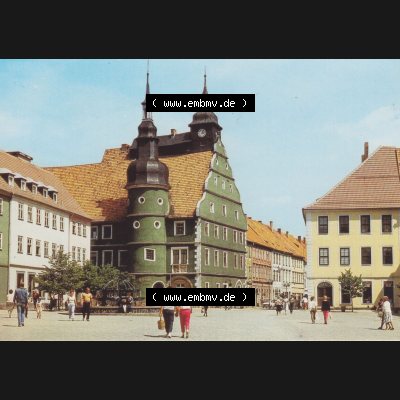 Alte Ansichtskarte DDR Bezirk Suhl, Allgemeine Mappe aus dem Jahr 1989, Hildburghausen, Markt. Ansichtskarte bzw. Postkarte aus DDR-Zeiten Bezirk Suhl der Deutschen Demokratischen... Sammlung