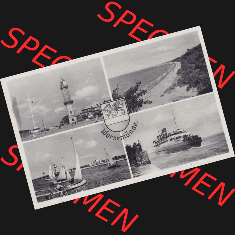 Ansichtskarte DDR Bezirk Rostock, Stadtkreis Rostock, Hansestadt Rostock Ansicht 1958, Warnemünde, Leuchtturm, Strand, Segelschiffe, Fährschiff.... Sammlung