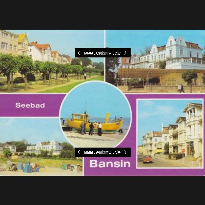 Ansichtskarte DDR Bezirk Rostock, Kreis Wolgast, Seebad Bansin auf der Insel Usedom 1985, Seebad Bansin, Strandpromenade, FDGB-Erholungsheim Josef Orlopp, Strand.... Sammlung