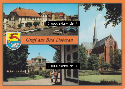 Ansichtskarte DDR Bezirk Rostock, Kreis Bad Doberan, Stadt Bad Doberan, Blick zum weißen Pavillon, Münster, Mehrbildkarte. alte... Sammlung