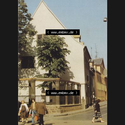Alte Ansichtskarte DDR Bezirk Halle, Kreis Eisleben, Lutherstadt Eisleben Mappe 1985, Blick auf Martin Luthers Geburtshaus. Alte Postkarten mit Luthers Geburtshaus und Sterbehaus... Sammlung