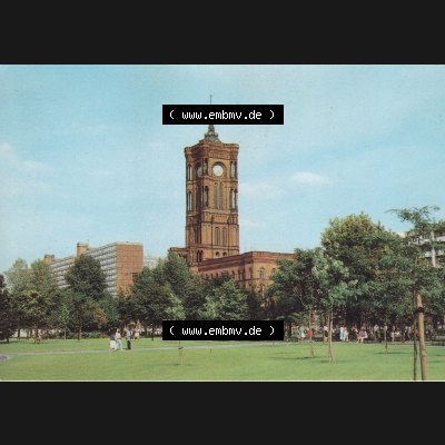 Alte Ansichtskarten der DDR, Berlin Hauptstadt der DDR, Mappe von 1988, Das Rathaus in Berlin. Alte digitalisierte DDR Postkarte aus privater Sammlung, Mappe mit Berliner... Sammlung