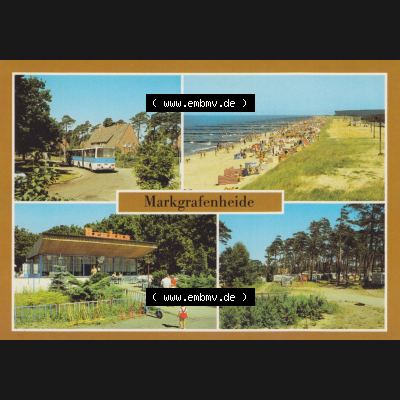 Ansichtskarten DDR Bezirk Rostock, Stadtkreis Rostock, Hansestadt Rostock 1985, Rostock-Markgrafenheide, Buswendeschleife, Strand, Gaststätte "Krakus".... Sammlung