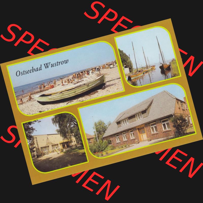 Alte Ansichtskarte DDR Bezirk Rostock, Kreis Ribnitz-Damgarten, Ostseebad Wustrow 1986, Strand, Hafen, Ferienheim Birkenhof, Rat der Gemeinde. Alte Ansichtskarte... Sammlung